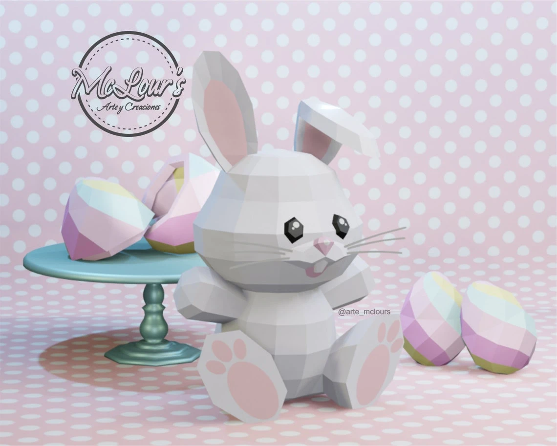 Easter Bunny/ Craft/ Conejo de Pascua/ Template PDF/ Low Poly/ Papercraft Conejo/ 3D Bunny/ Origami/ Home decor