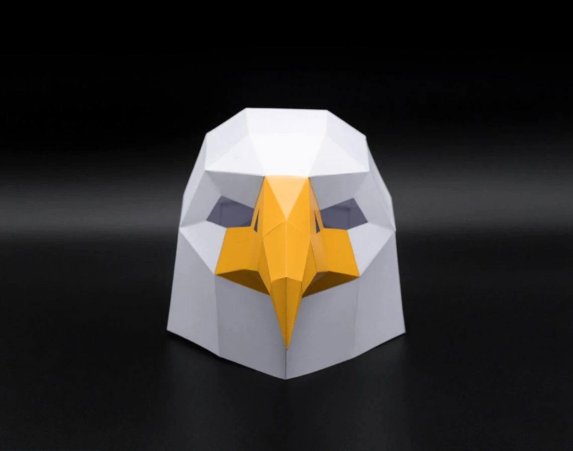 Eagle Mask, Falcon Mask | DIY Paper Mask, Printable Template, Papercraft, 3D Mask, Polygon, Low Poly, Geometric, Costume, Pattern, Download