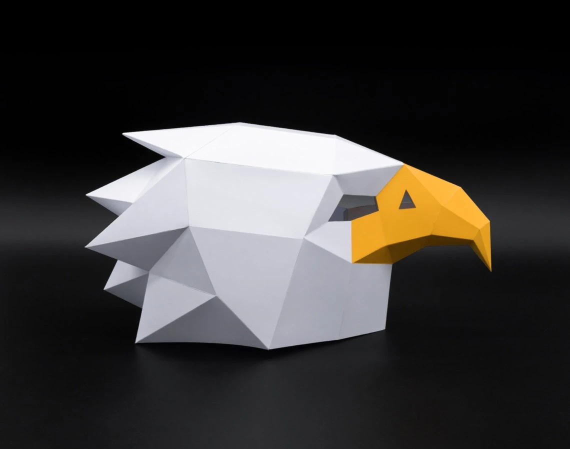 Eagle Mask, Falcon Mask | DIY Paper Mask, Printable Template, Papercraft, 3D Mask, Polygon, Low Poly, Geometric, Costume, Pattern, Download