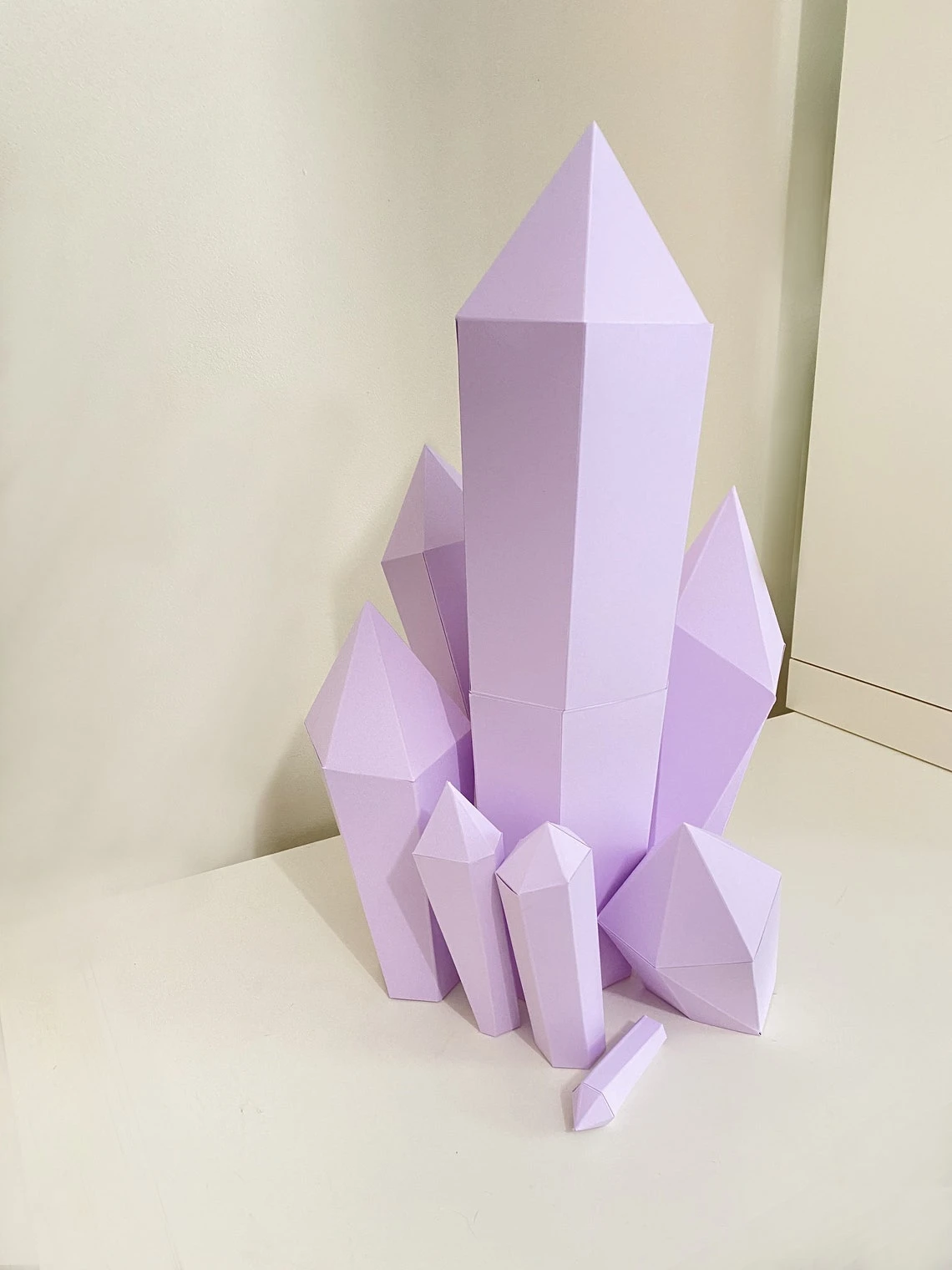 Crystals 3D Papercraft. (Set of 7) With this purchase you get PDF digital downloadable files for this DIY paper sculpture.