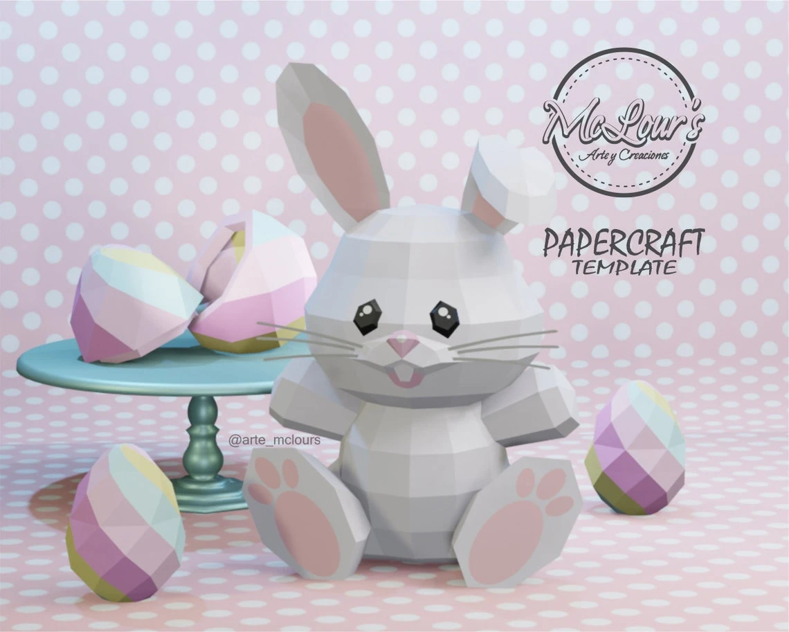 Easter Bunny/ Craft/ Conejo de Pascua/ Template PDF/ Low Poly/ Papercraft Conejo/ 3D Bunny/ Origami/ Home decor