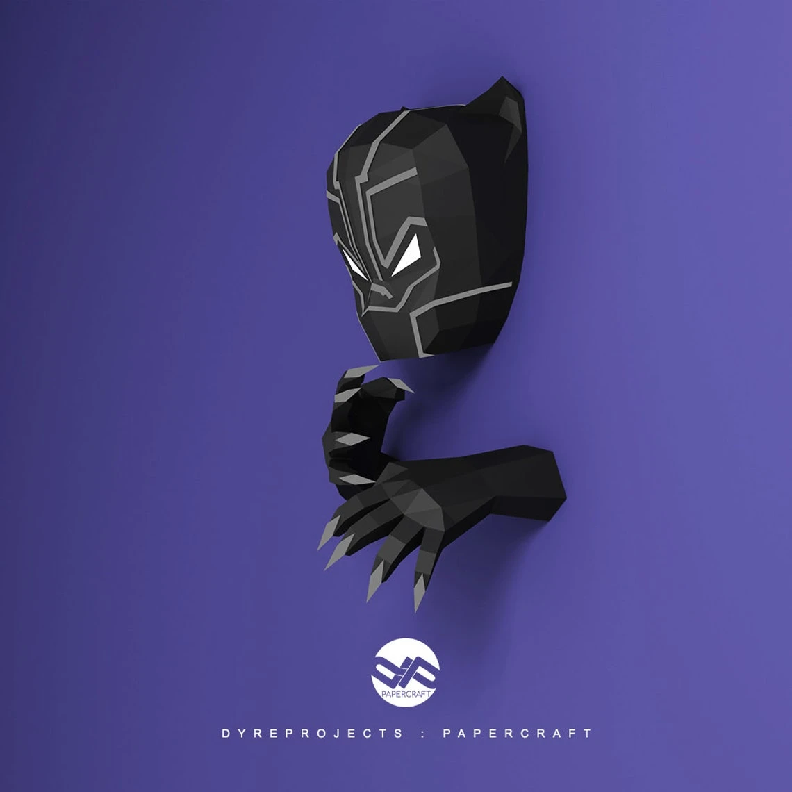 DIY lowpoly Papercraft, Black Panther, Sculpture, DIY, Decoration, Wall, Origami, Art, Craft, Template, Printable, Superheroes, Fanart