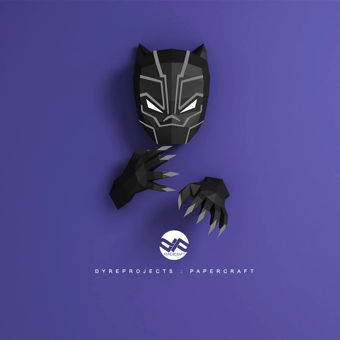 DIY lowpoly Papercraft, Black Panther, Sculpture, DIY, Decoration, Wall, Origami, Art, Craft, Template, Printable, Superheroes, Fanart