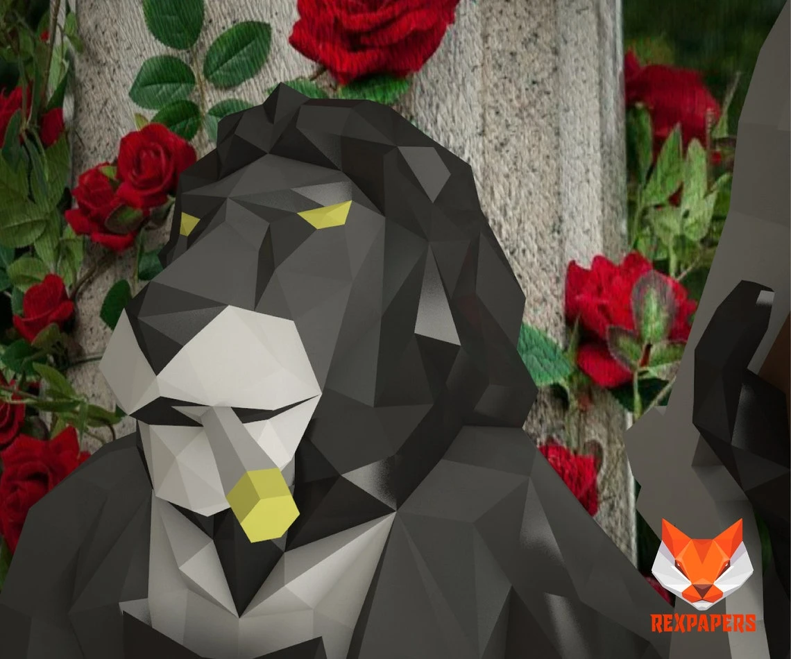 Lion Gangster, León Gánster Papercraft, PDF Template, DIY 3d Model, FanArt, Paper Sculpture, Low Poly, Pepakura Craft, Manualidad