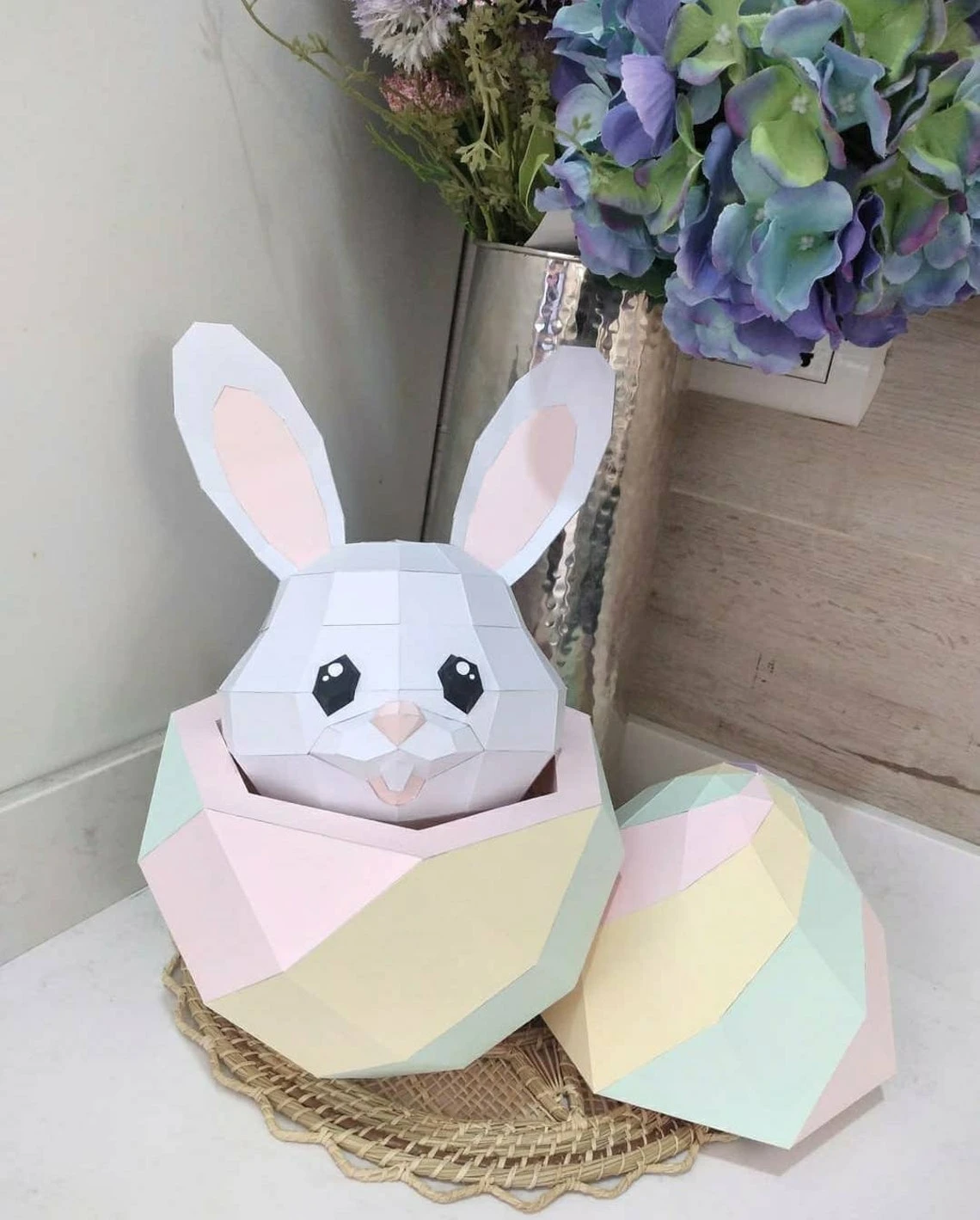 Rabbit Head/ DIY Craft/ Gift Box/ Template PDF/ Low Poly/ Papercraft Easter/ 3D Easter/ Home decor