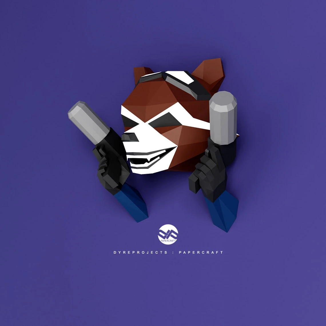 DIY lowpoly papercraft, Rocket Raccoon, Lowpoly, Sculpture, papercraft, DIY, Decoration, Wall, Marvel, Avengers, Origami, Art, Craft, GOTG