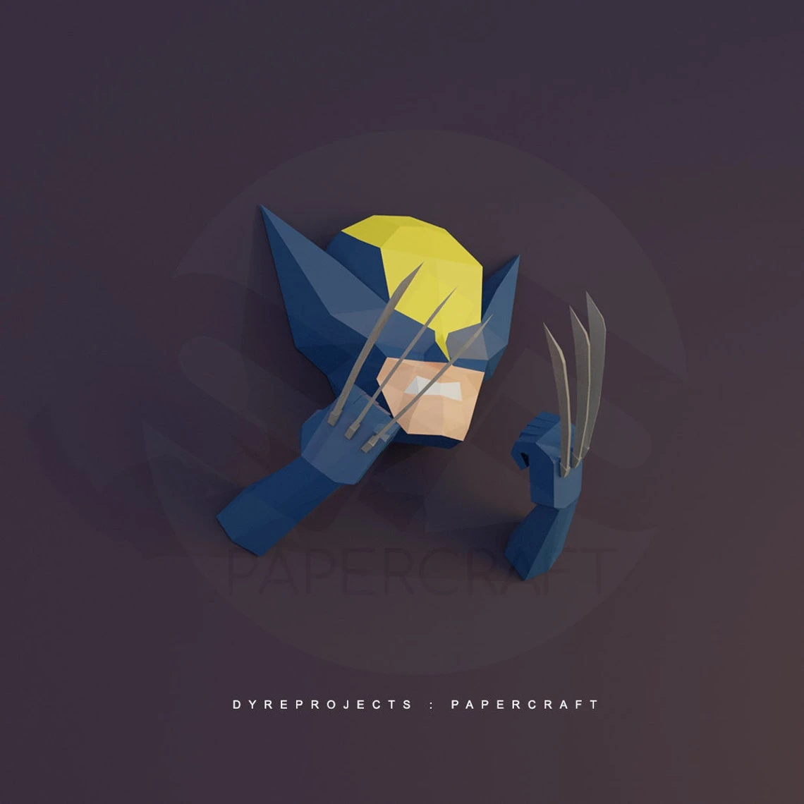 DIY lowpoly Papercraft, Wolverine, Sculpture, DIY, Decoration, Wall, Origami, Art, Craft, Template, Printable, Superheroes, Fanart