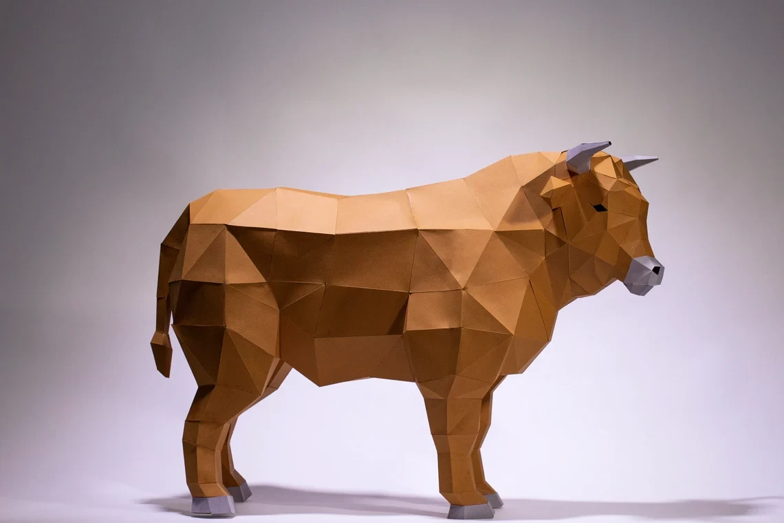 Cow Paper Craft, Digital Template, Origami, PDF Download DIY, Low Poly, Trophy, Sculpture, Cow Model