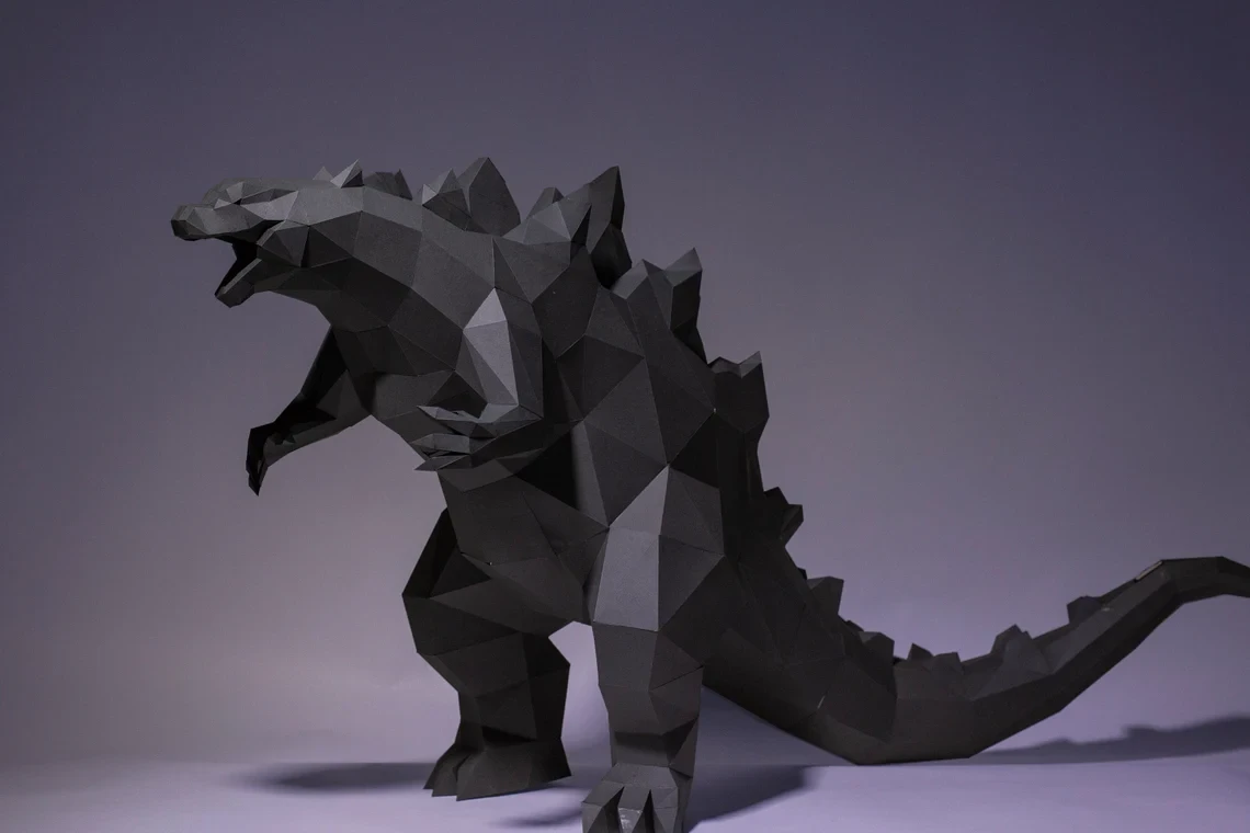 Godzilla Paper Craft, Digital Template, Origami, PDF Download DIY, Low Poly, Trophy, Sculpture, Godzilla Model, svg for cricut