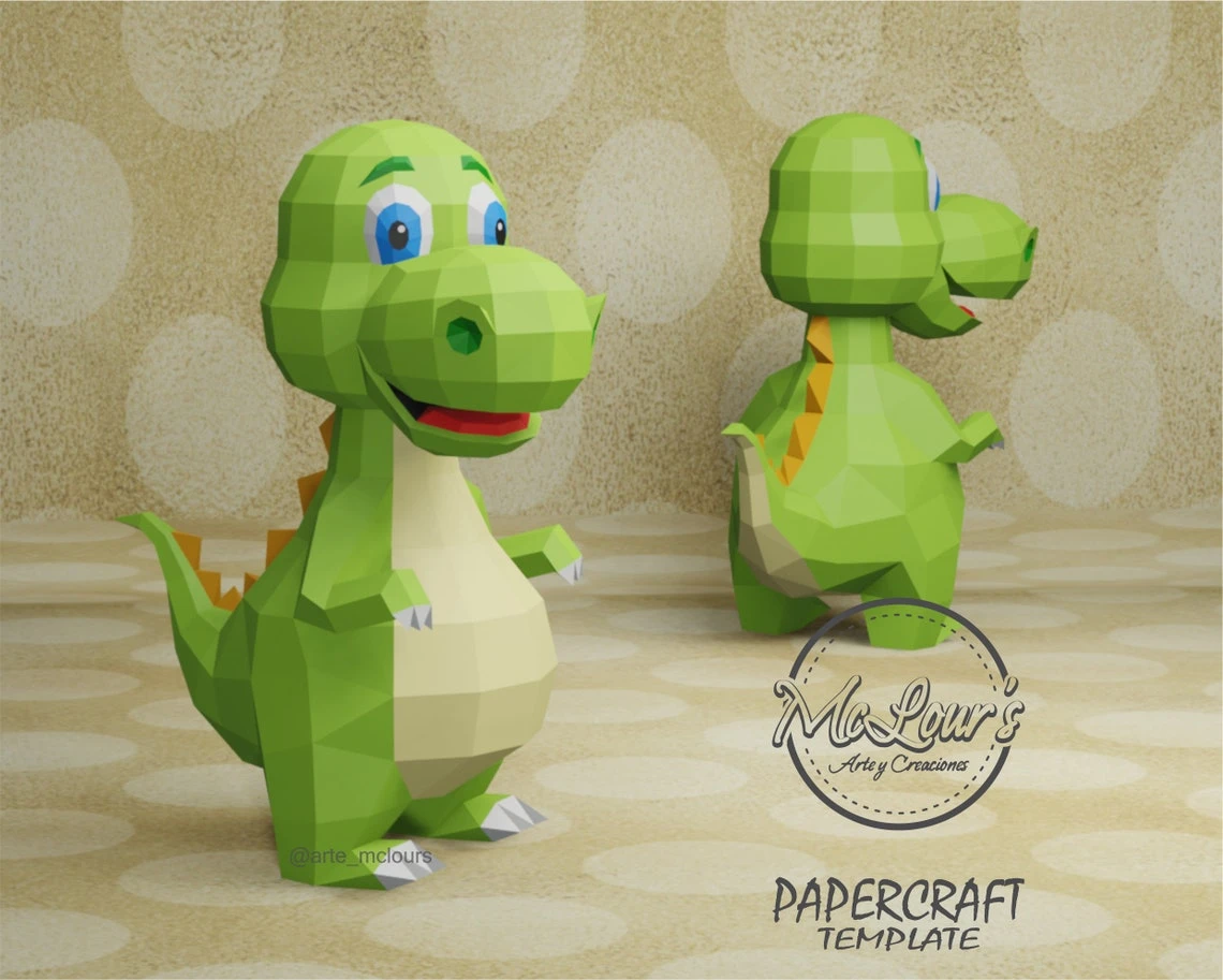 Baby Dinosaur/ Dinosaurio/ Template PDF/ Low Poly/ Papercraft Dinosaur/ 3D Pear/ Origami/ Home decor