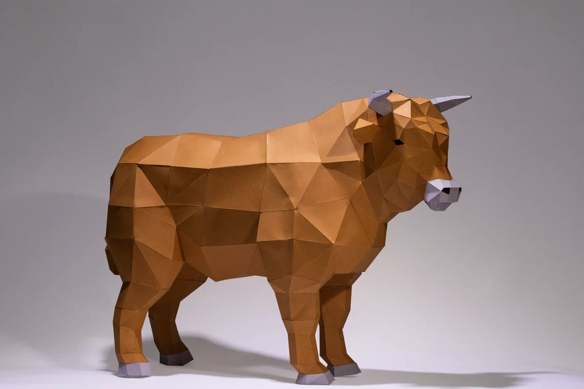 Cow Paper Craft, Digital Template, Origami, PDF Download DIY, Low Poly, Trophy, Sculpture, Cow Model