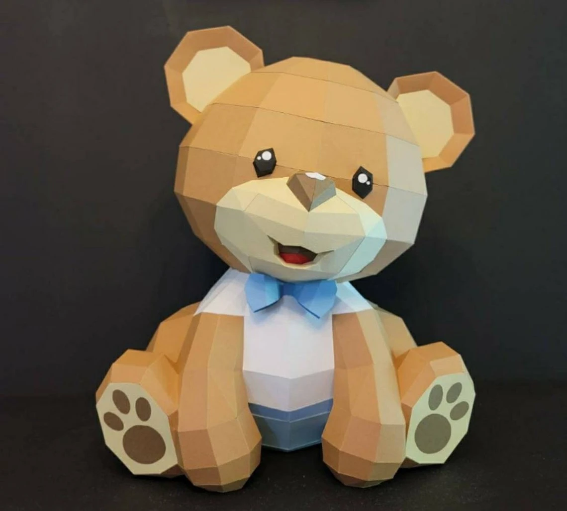 Sitting Bear/ Cute Bear/ Template PDF/ Low Poly/ Papercraft Sitting Bear/ 3D Bear/ Oso Sentado/ Craft/ Origami/ Home decor