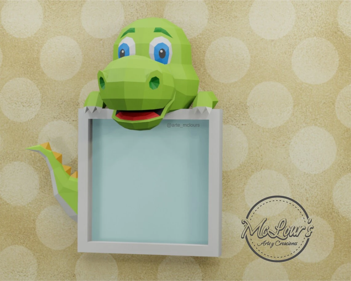 Baby Dinosaur Shadow Box/ Template PDF/ Low Poly/ Dinosaur/ Papercraft Dinosaur/ 3D Pear/ Origami/ Home decor