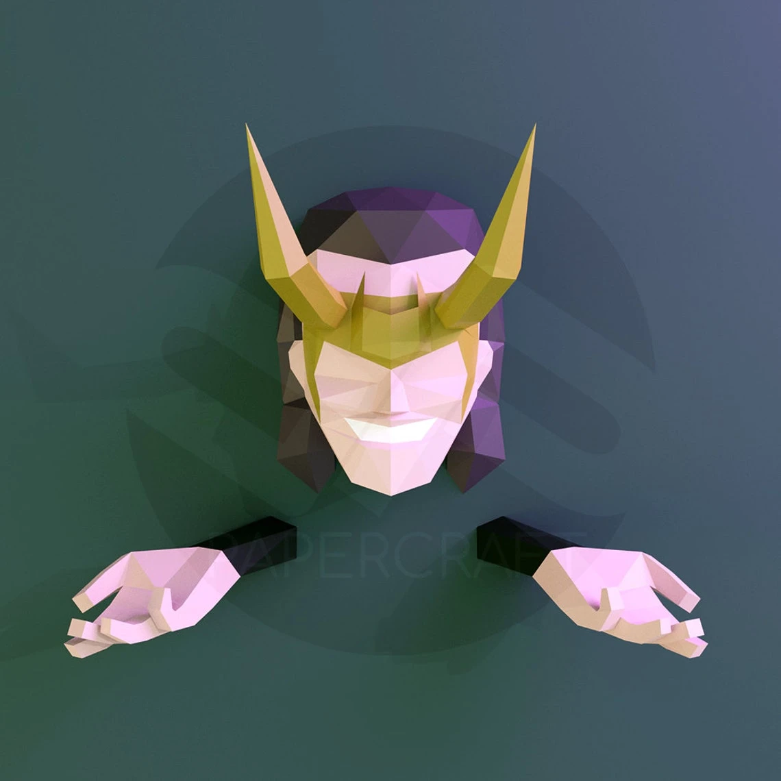 DIY lowpoly Papercraft, Loki, Sculpture, DIY, Decoration, Wall, Origami, Art, Craft, Template, Printable, Superheroes, Fanart