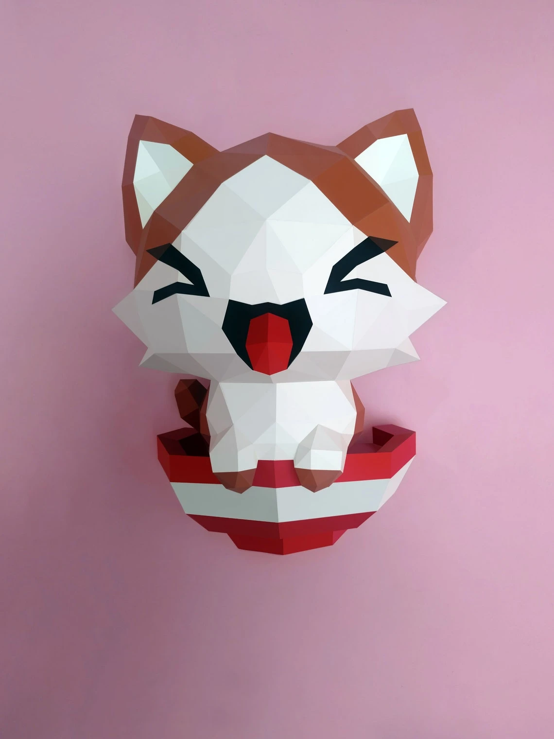 Kitten in bowl papercraft | Kitten in bowl pdf, DIY KIT Template, Decoration, Low Poly, origami, Pepakura animal