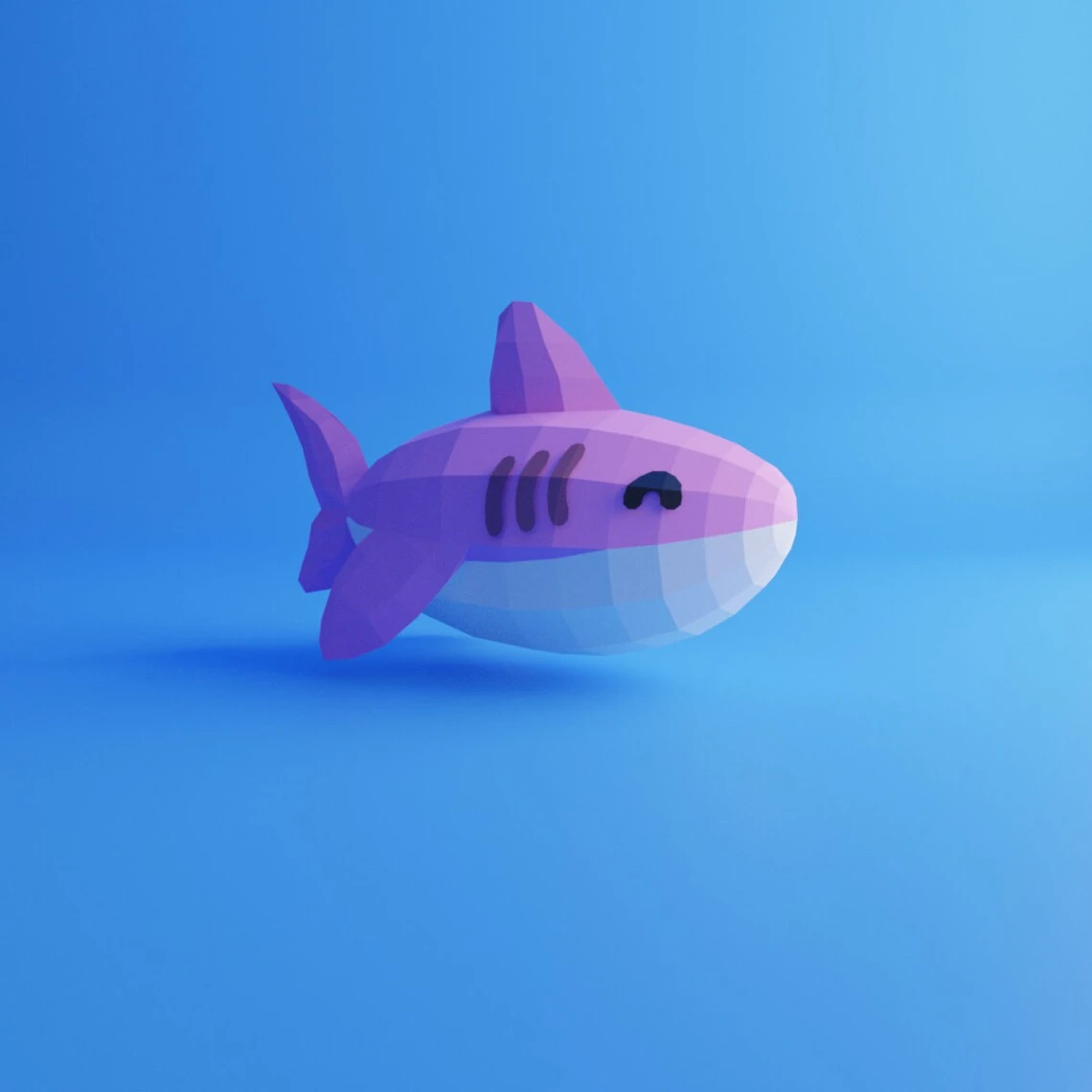 Cute Shark Papercraft Template A4 DIY Low Poly Pepakura 3D PDF Paper Sculpture OrigamiTruxStudio