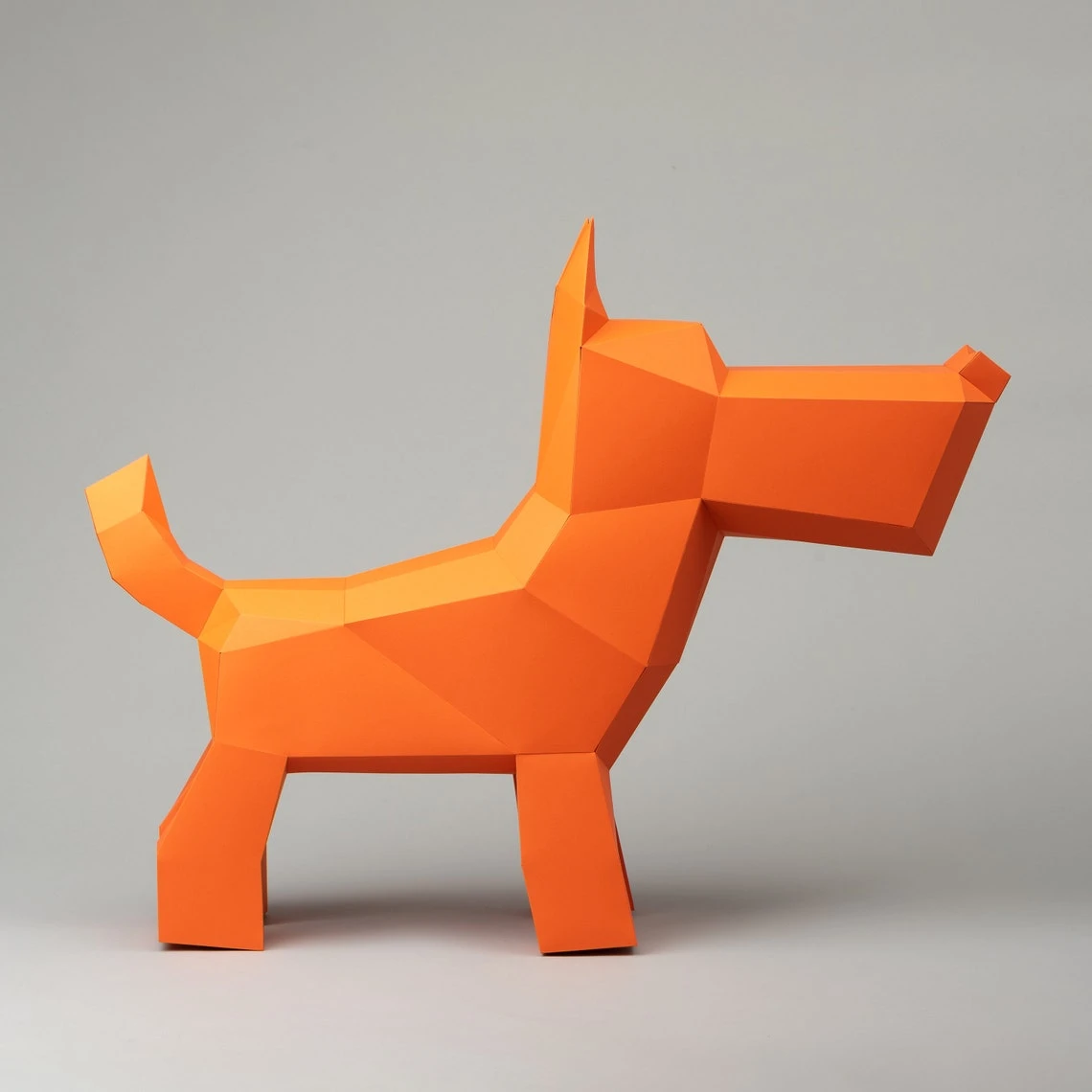 cartoon dog papercraft. You get a PDF digital file template and instructions for this DIY (do it yourself) modern paper sculpture.