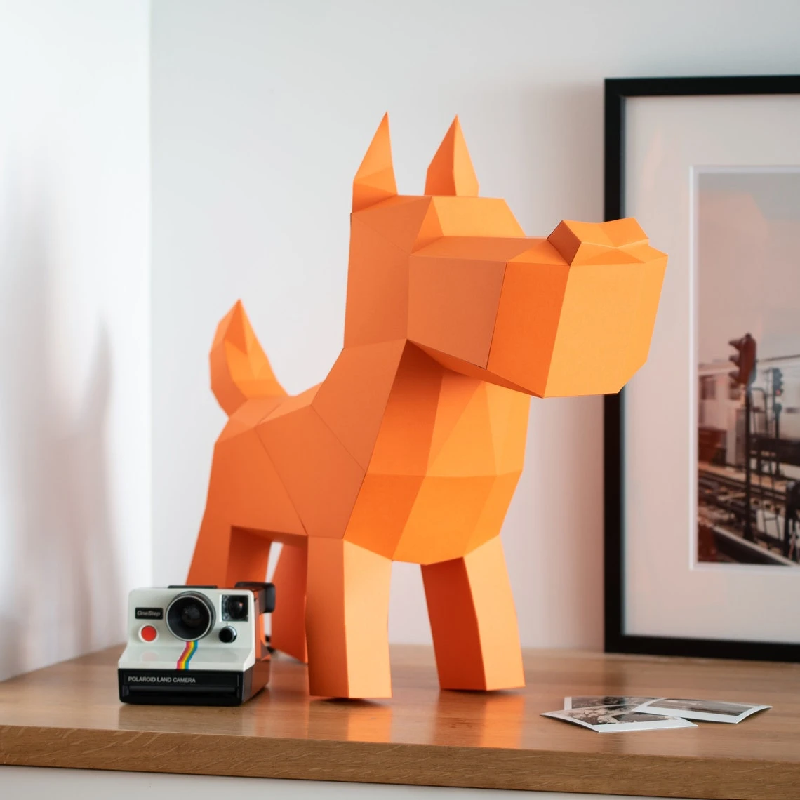 cartoon dog papercraft. You get a PDF digital file template and instructions for this DIY (do it yourself) modern paper sculpture.