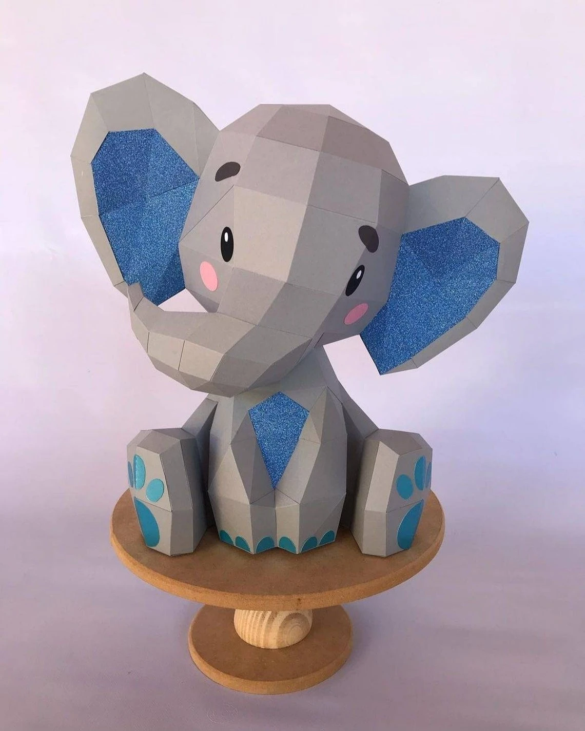 Elephant Sitting, Cute Elephant, Elefante Tierno, Baby Elephant Low Poly, Papercraft, PDF template, Paper model, Sculpture, 3D puzzle, Polygonal model, Lowpoly