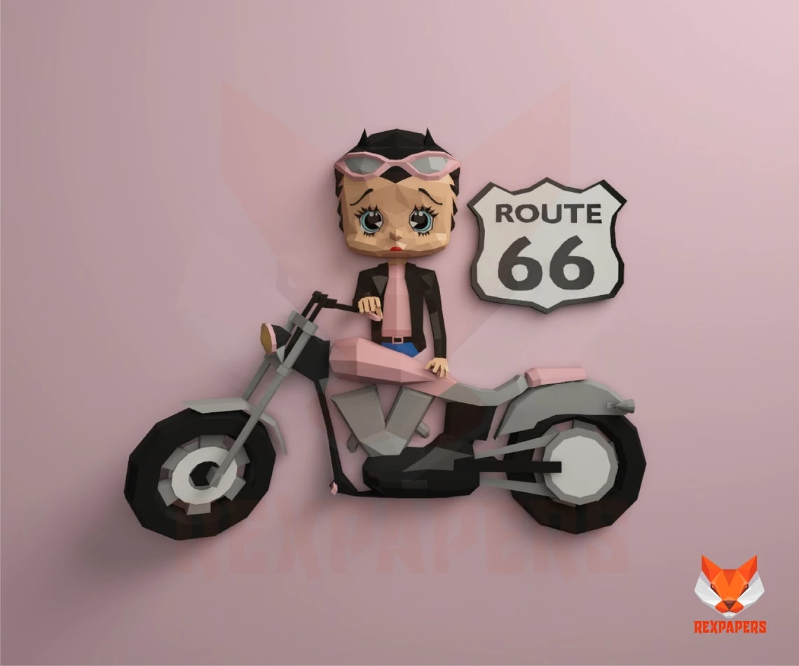 Betty Boop Papercraft, PDF Template, DIY 3d Model, FanArt, Paper Sculpture, Low Poly, Pepakura Craft, Manualidad