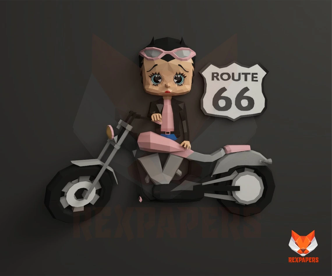 Betty Boop Papercraft, PDF Template, DIY 3d Model, FanArt, Paper Sculpture, Low Poly, Pepakura Craft, Manualidad