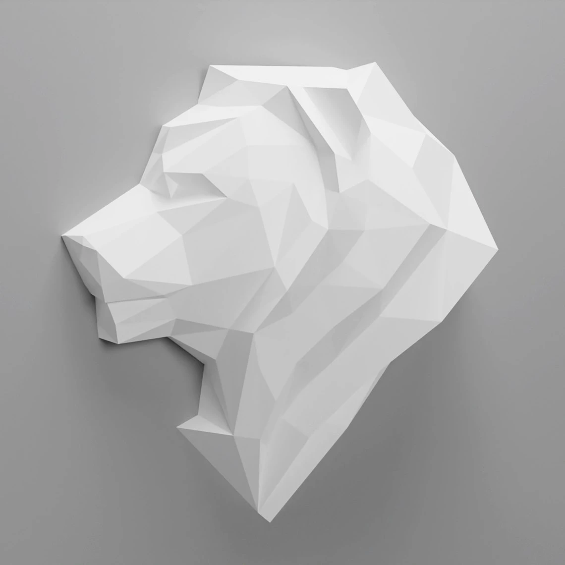 Papercraft Lion Head, Paper Craft Lion Head Model, Lion Head PDF template, 3D Lion Head sculpture, Low poly pattern Lion Head