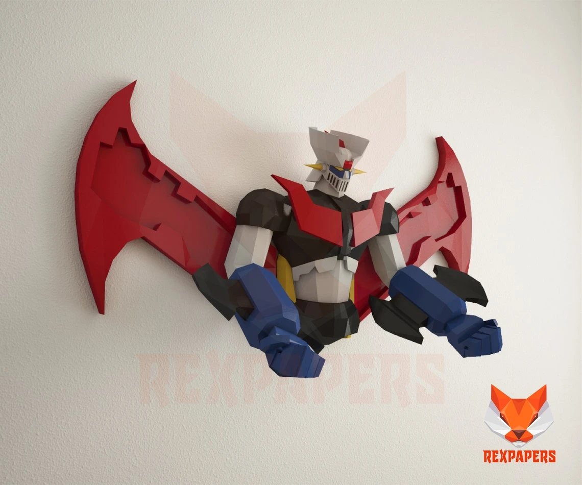 Mazinger Papercraft, PDF Template, DIY 3d Model, FanArt, Paper Sculpture, Low Poly, Pepakura Craft, Manualidad