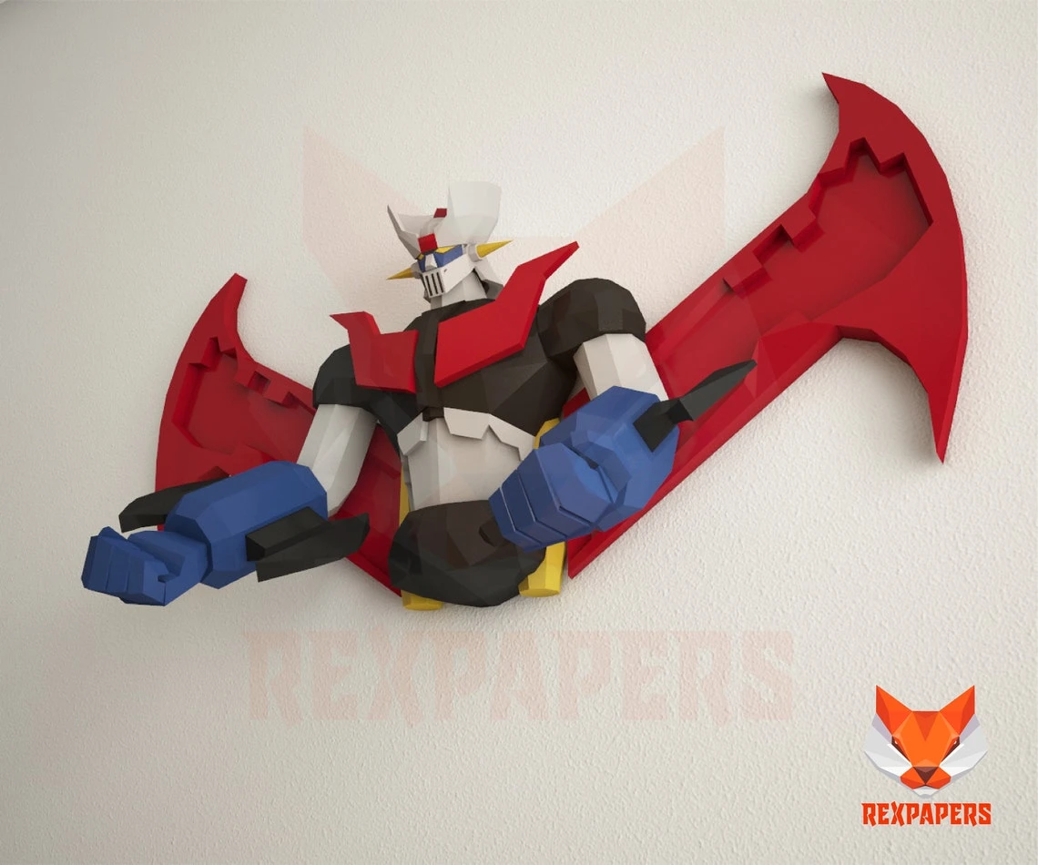 Mazinger Papercraft, PDF Template, DIY 3d Model, FanArt, Paper Sculpture, Low Poly, Pepakura Craft, Manualidad