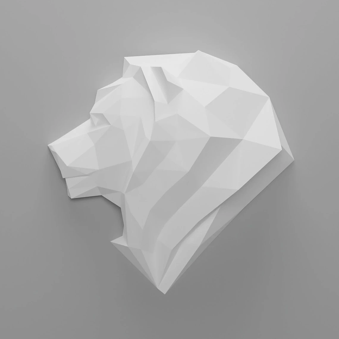 Papercraft Lion Head, Paper Craft Lion Head Model, Lion Head PDF template, 3D Lion Head sculpture, Low poly pattern Lion Head