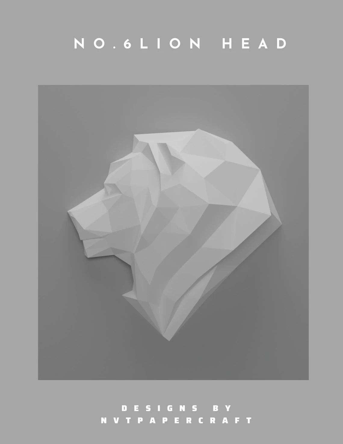 Papercraft Lion Head, Paper Craft Lion Head Model, Lion Head PDF template, 3D Lion Head sculpture, Low poly pattern Lion Head