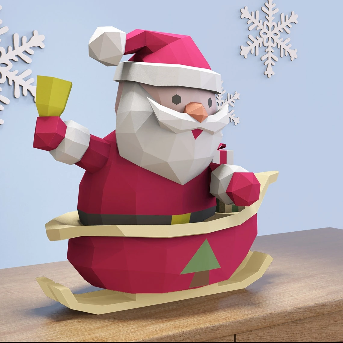 Papercraft Santa Claus Christmas, Paper Craft Santa Claus Model, Santa PDF template, 3D Santa sculpture, Low poly pattern Santa Christmas