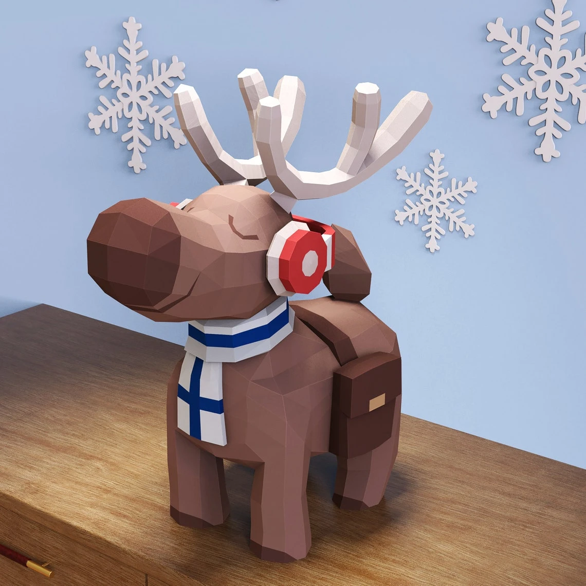 Papercraft Reindeer Christmas, Paper Craft Reindeer Model, Reindeer PDF template, 3D Reindeer sculpture, Low poly pattern Reindeer Christmas