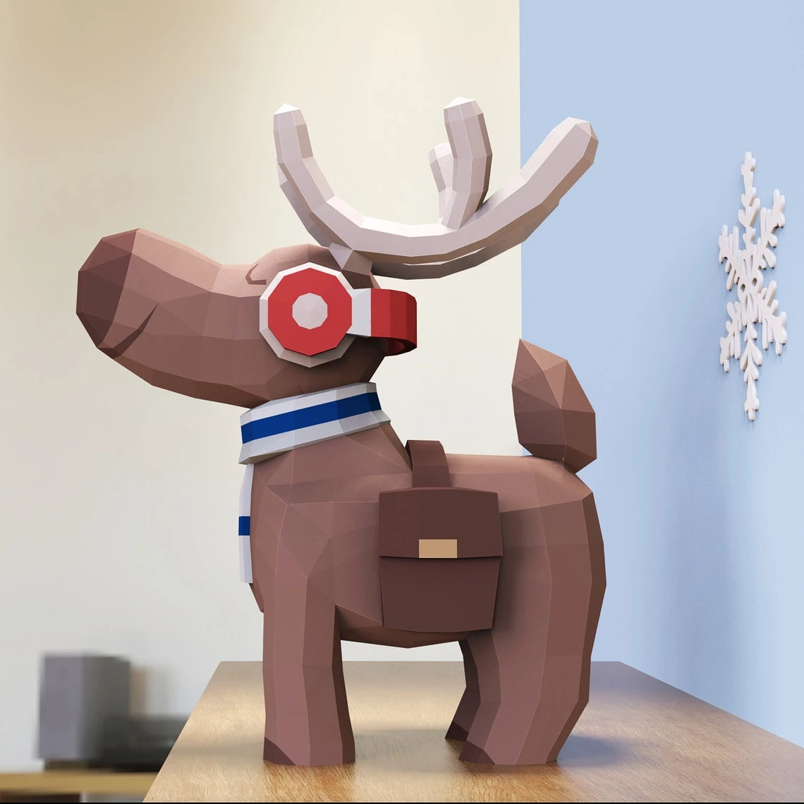 Papercraft Reindeer Christmas, Paper Craft Reindeer Model, Reindeer PDF template, 3D Reindeer sculpture, Low poly pattern Reindeer Christmas