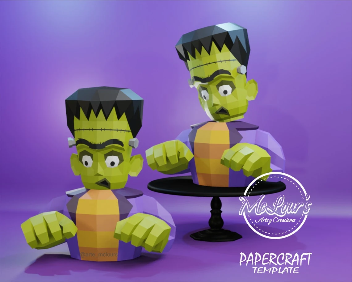 Halloween Frankenstein Box/ Candy Bowl/ DiY Craft/ Template PDF/ Low Poly/ Papercraft Halloween/ 3D Halloween/ Home decor