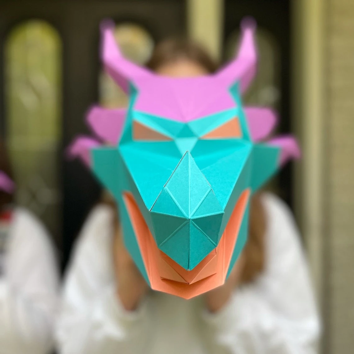 dragon head 3d papercraft. You get a PDF digital file template and instructions for this DIY (do it yourself) paper sculpture.