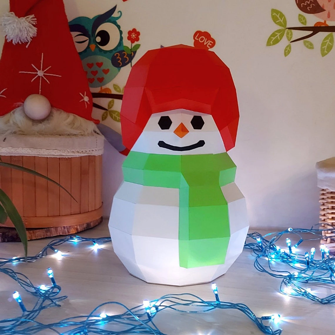 Tiny Snowman Papercraft 3D Christmas Holiday DIY low poly paper crafts Christmas decorations