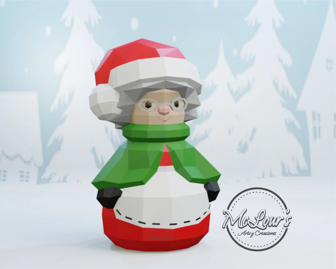 Mrs. Claus Box/ Christmas/ DiY Craft/ Template PDF/ Low Poly/ Papercraft Mama Noel/ 3D Christmas/ Origami/ Home decor