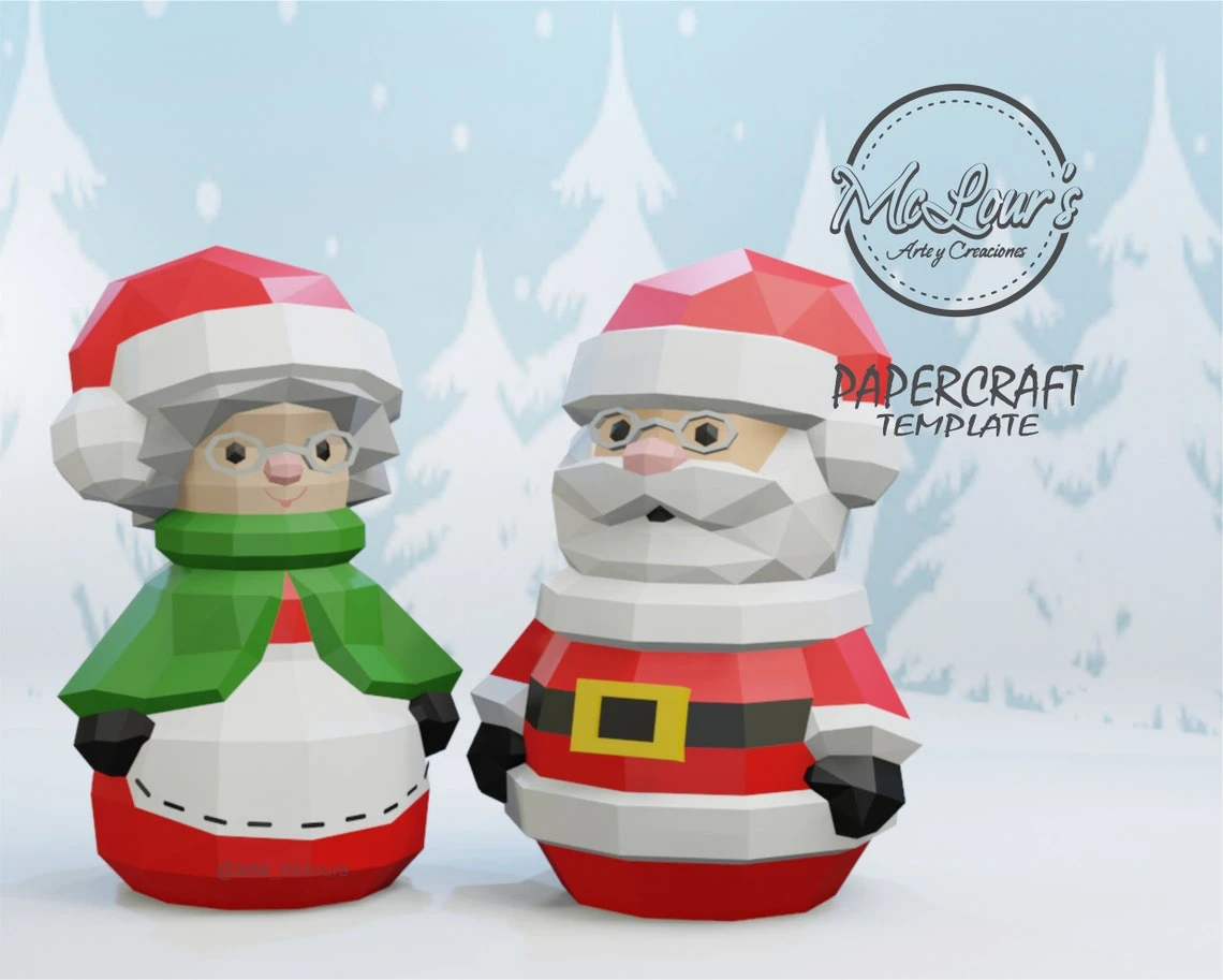 Mrs. Claus Box/ Christmas/ DiY Craft/ Template PDF/ Low Poly/ Papercraft Mama Noel/ 3D Christmas/ Origami/ Home decor