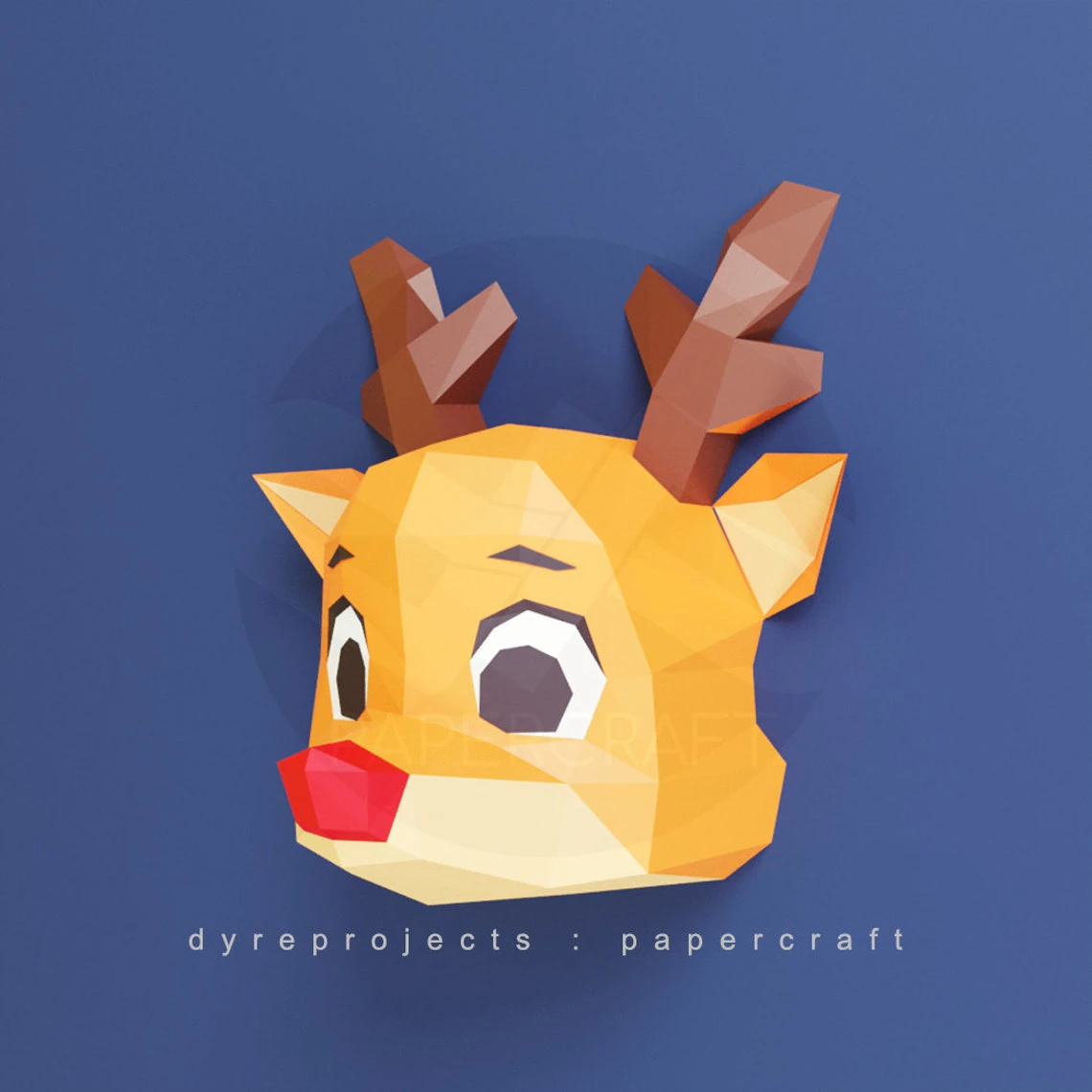 DIY lowpoly Papercraft Rudolph - Digital template - DIY - Wall Decoration - Art - Christmas - Reindeer