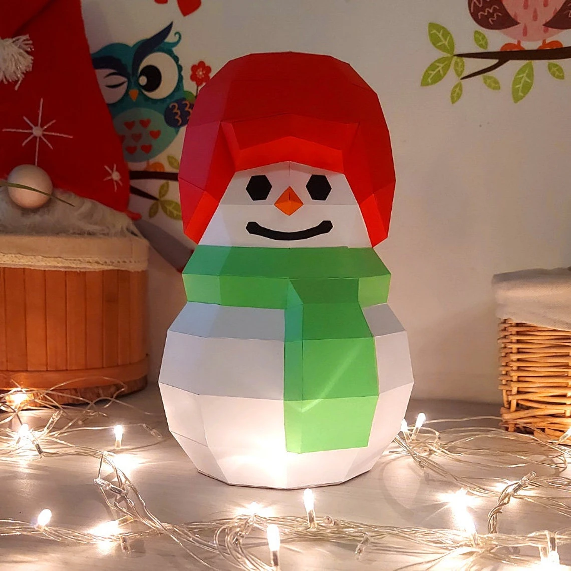 Tiny Snowman Papercraft 3D Christmas Holiday DIY low poly paper crafts Christmas decorations