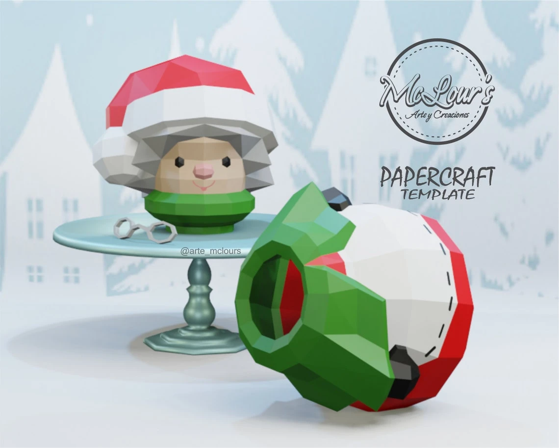 Mrs. Claus Box/ Christmas/ DiY Craft/ Template PDF/ Low Poly/ Papercraft Mama Noel/ 3D Christmas/ Origami/ Home decor