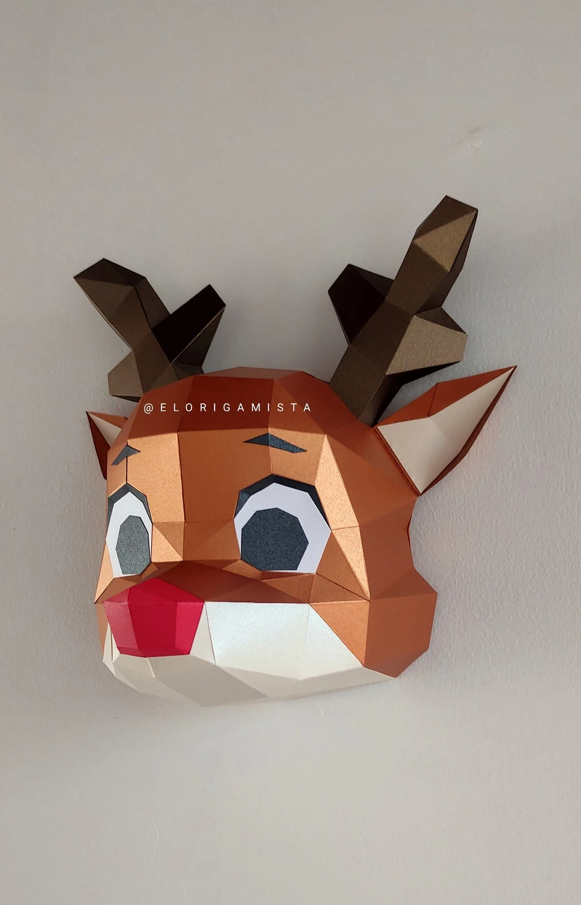 DIY lowpoly Papercraft Rudolph - Digital template - DIY - Wall Decoration - Art - Christmas - Reindeer