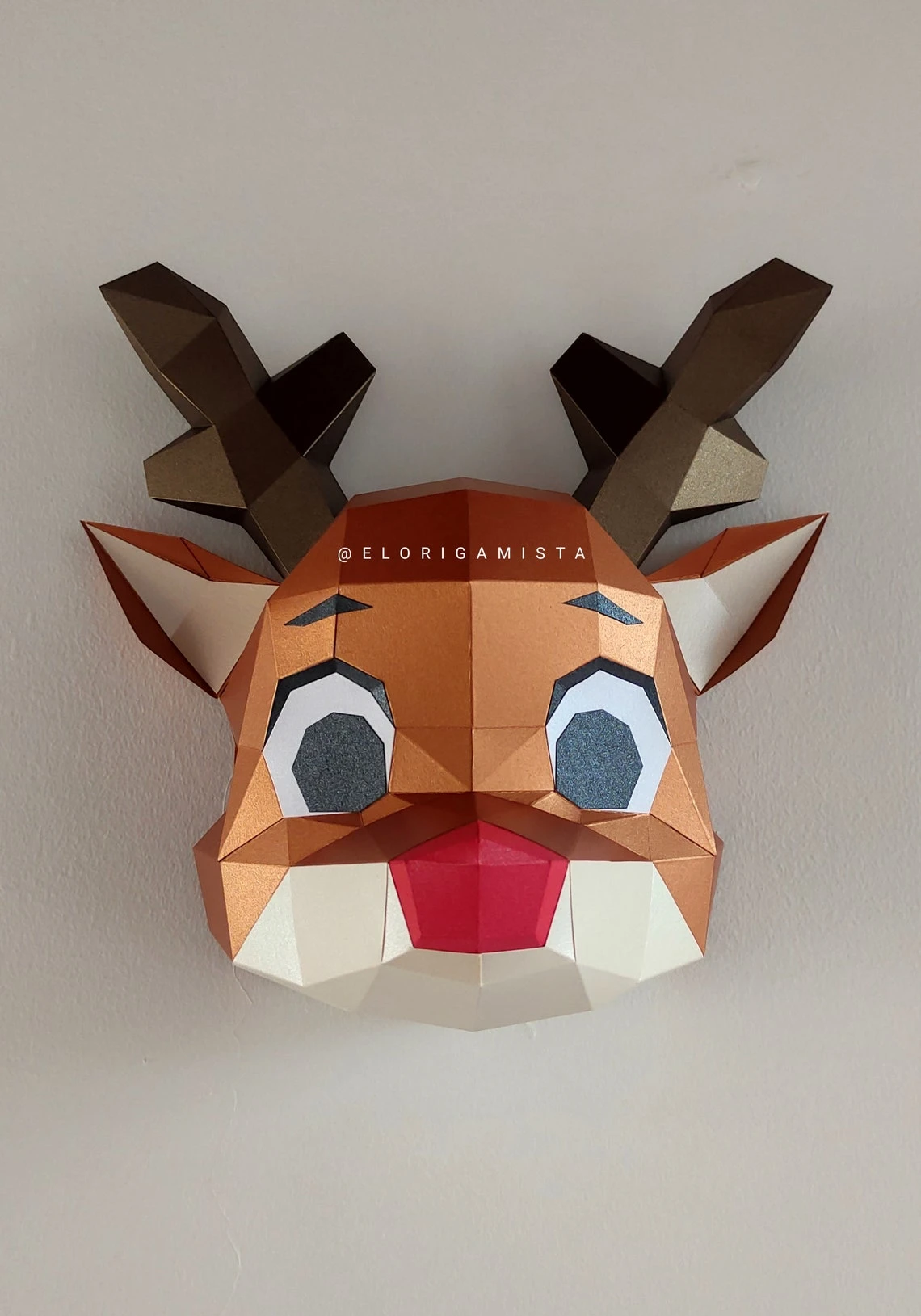 DIY lowpoly Papercraft Rudolph - Digital template - DIY - Wall Decoration - Art - Christmas - Reindeer