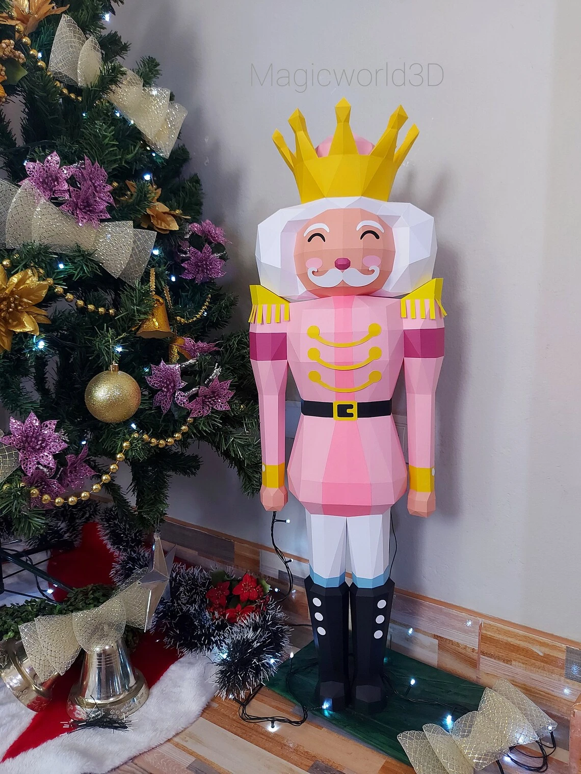 Nutcracker, Cascanueces Low Poly, Papercraft, PDF template, Paper model, Sculpture, 3D puzzle, Polygonal model, Lowpoly