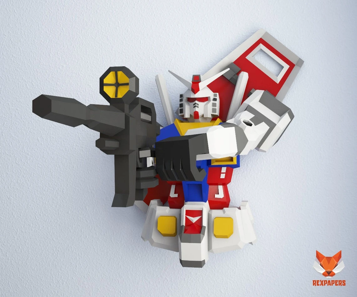 Gundam RX-78-2 Papercraft, PDF Template, DIY 3d Model, FanArt, Paper Sculpture, Low Poly, Pepakura Craft, Manualidad