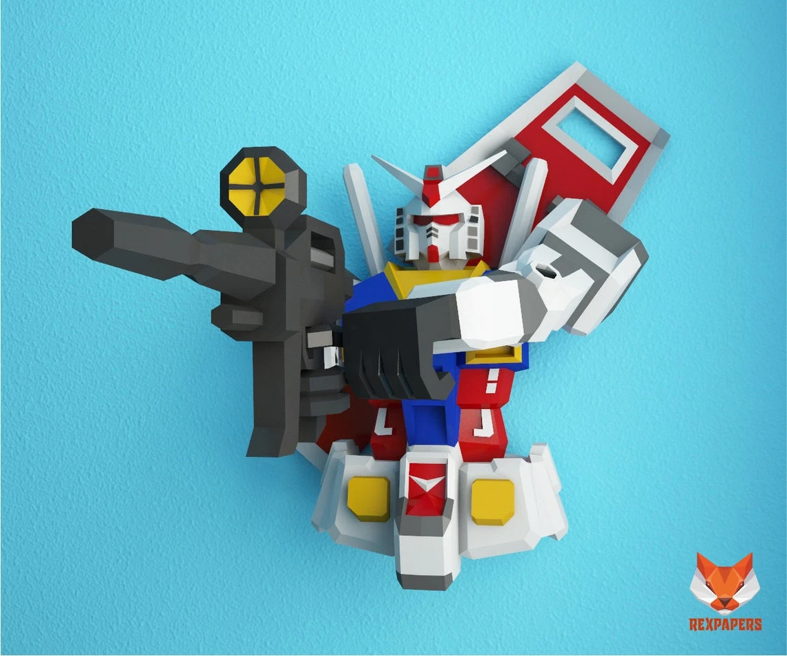 Gundam RX-78-2 Papercraft, PDF Template, DIY 3d Model, FanArt, Paper Sculpture, Low Poly, Pepakura Craft, Manualidad