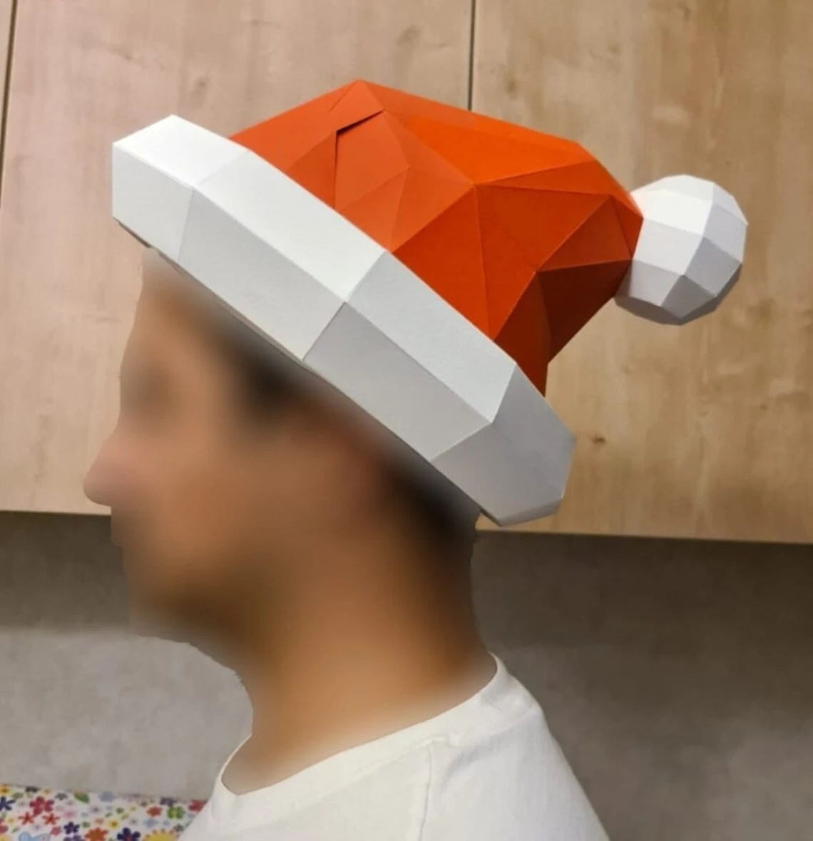 CHRISTMAS HAT with interchangeable ears by RODVAL, Papercraft, Template, DIY, Paper, Low Poly, Holiday, 3D Model, Pdf Low Poply, december, merry, Xmas