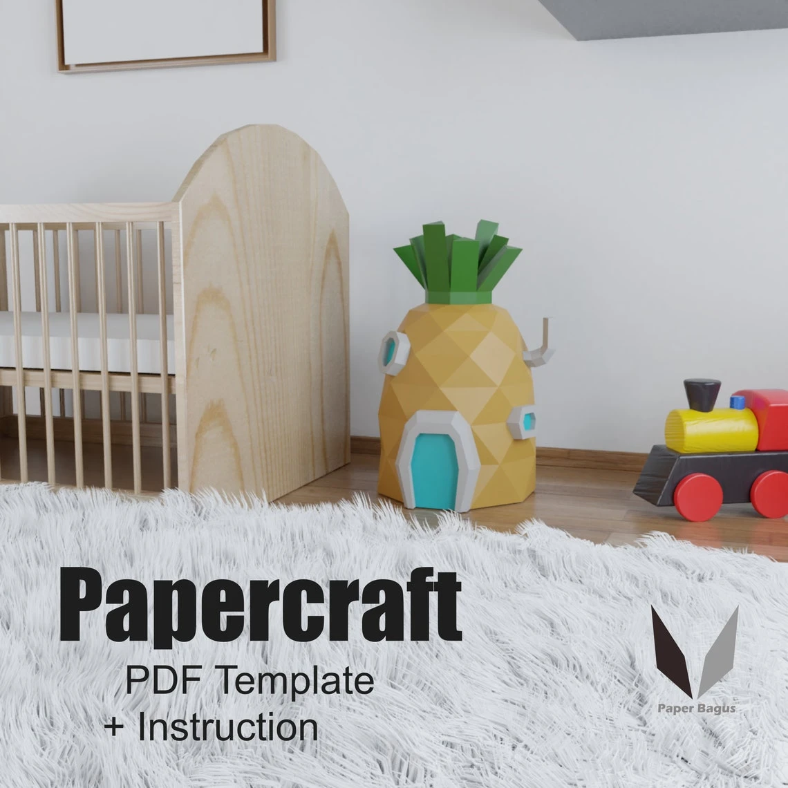 Pineapple house 3D papercraft | DIY paper sculpture | Paper model pattern | Do it yourself | Low poly | PDF pattern | origami | home decor