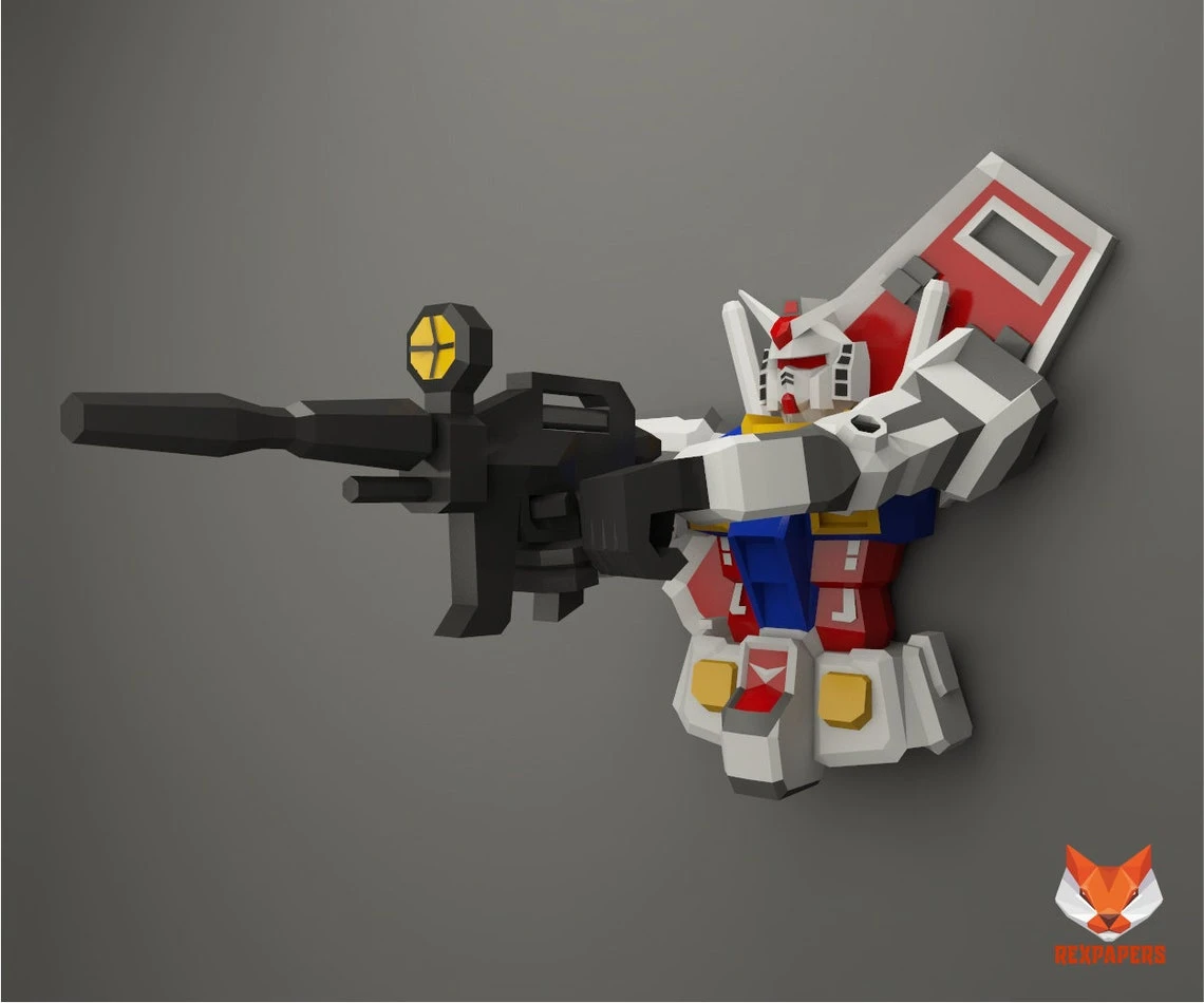 Gundam RX-78-2 Papercraft, PDF Template, DIY 3d Model, FanArt, Paper Sculpture, Low Poly, Pepakura Craft, Manualidad