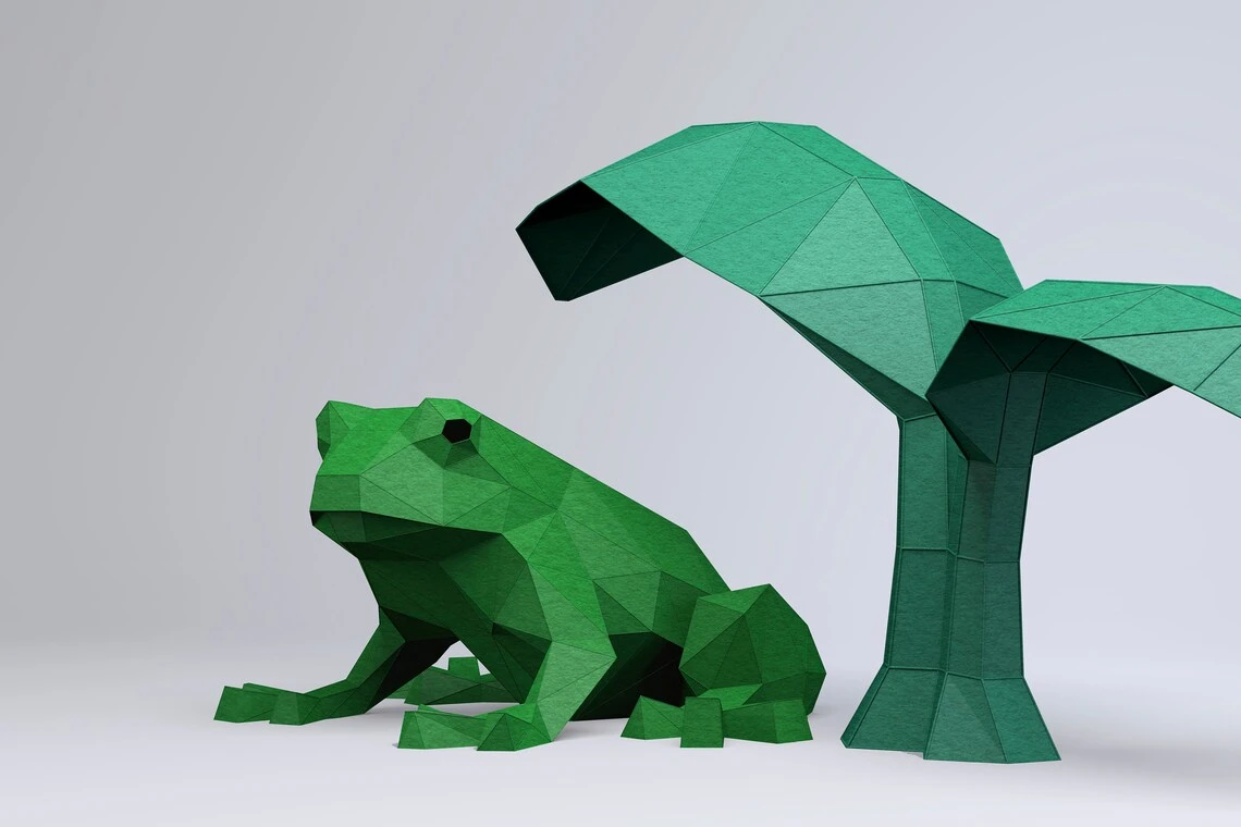 Frog Digital Template, Frog PDF Paper Craft, Frog Origami, Frog Model